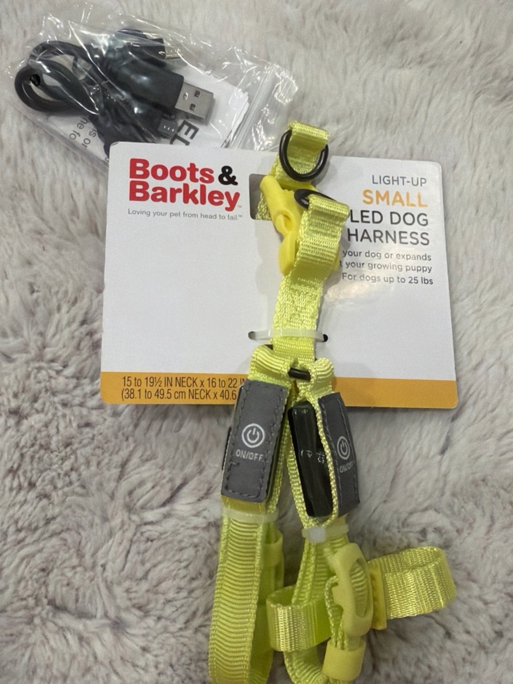 a new day Yellow Light-Up Small LED Dog Harness